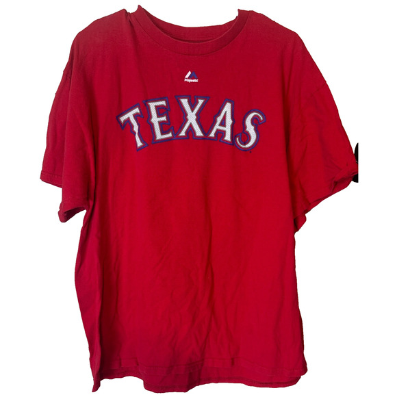 MAJESTIC MLB Baseball Texas Rangers Red T-shirt 84 Fielder Mens XL Jersey - Picture 1 of 5